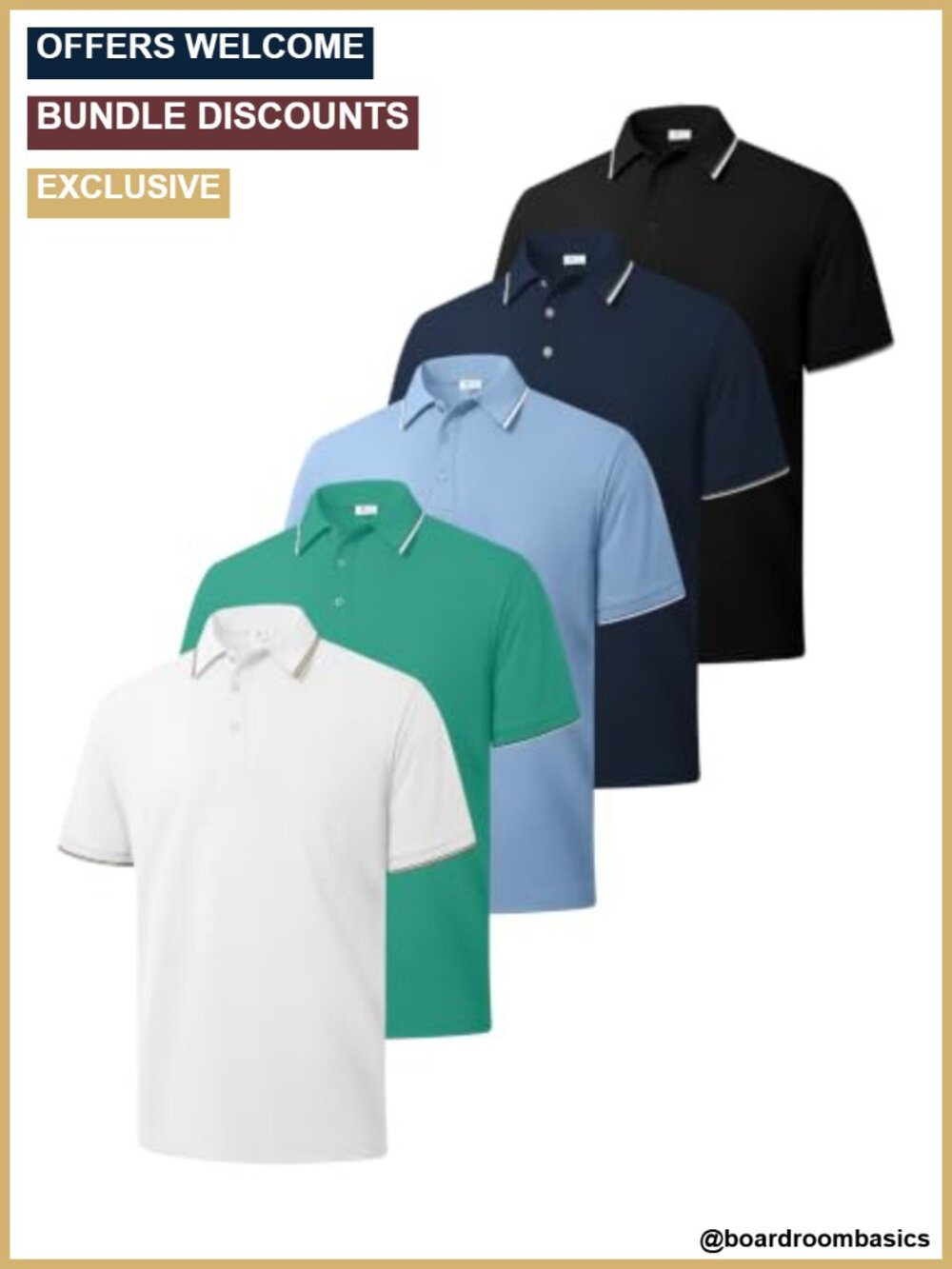 5 Pack Men's Short Sleeve Polo Shirts Moisture-Wicking Golf Shirts
